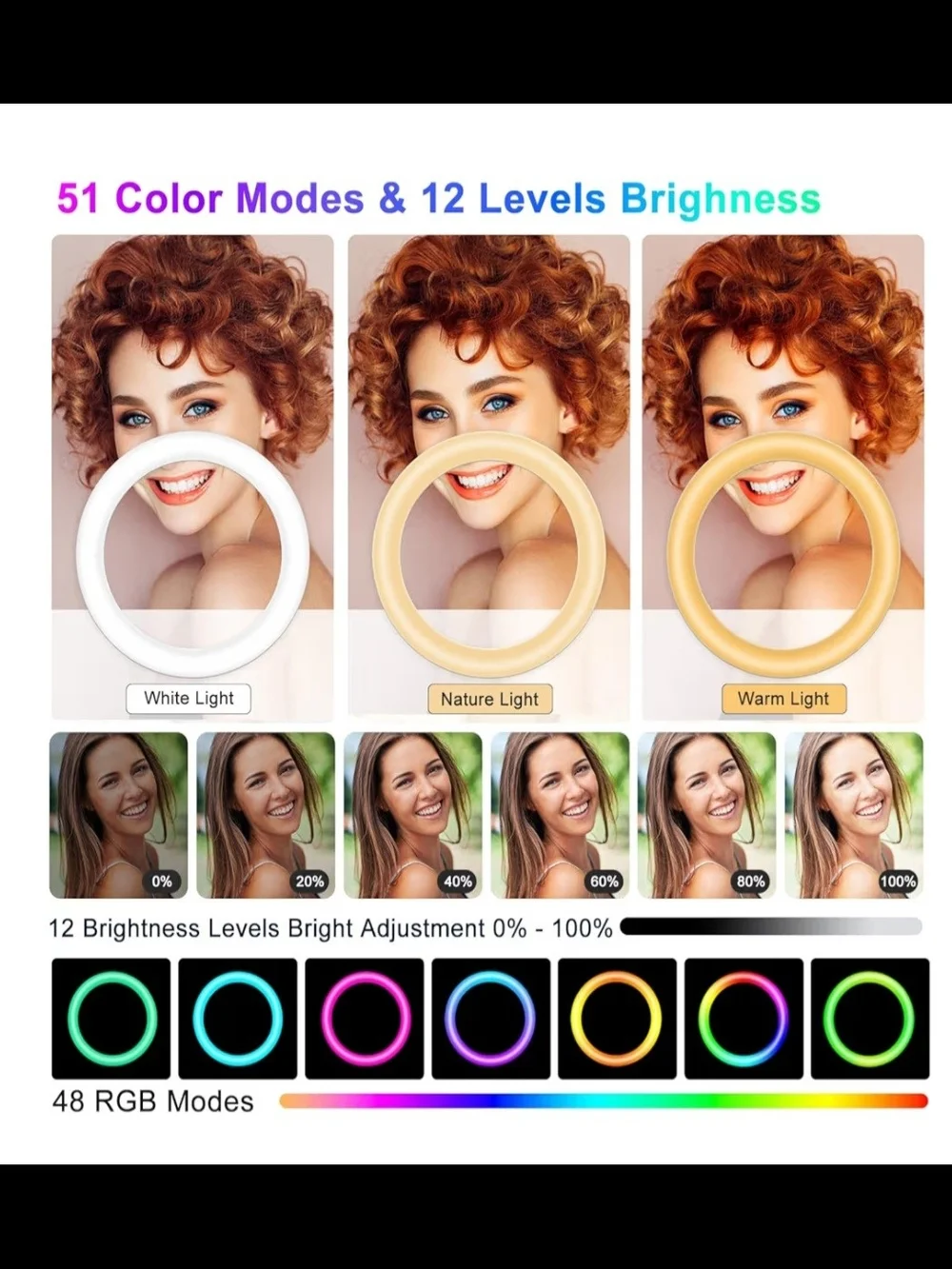 RGB LED Ring Light with Dual Phone Holders & Tripod